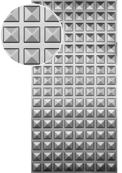 3D plech lisovaný vzor ČTVEREC 95 x 95 mm, Plech pozinkovaný 2000 x 1000 x 1,2 mm