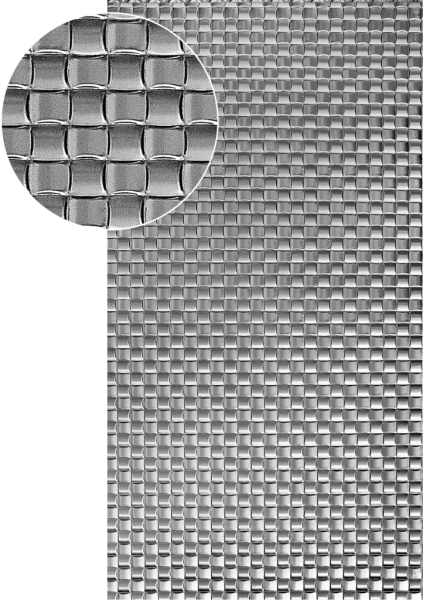 3D plech lisovaný vzor PLETENINA 26 x 26 mm,  2000 x 1000 x 1,1 mm, Plech S235J